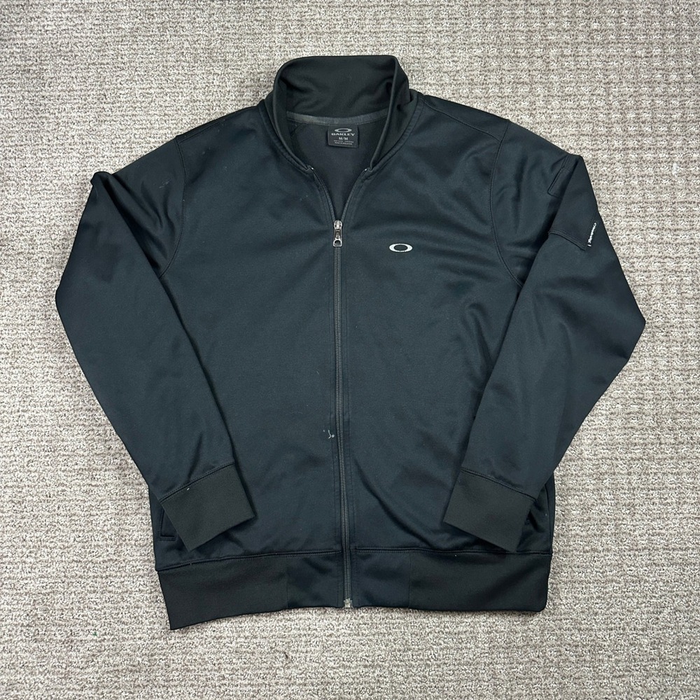 Oakley Mens Black Full Zip Track Jacket Ohydrolix Fleece Lined Size M 471740